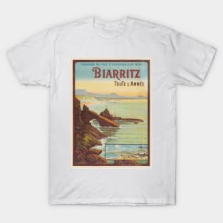 Biarritz toute l'année France Vintage Poster 1914 T-Shirt